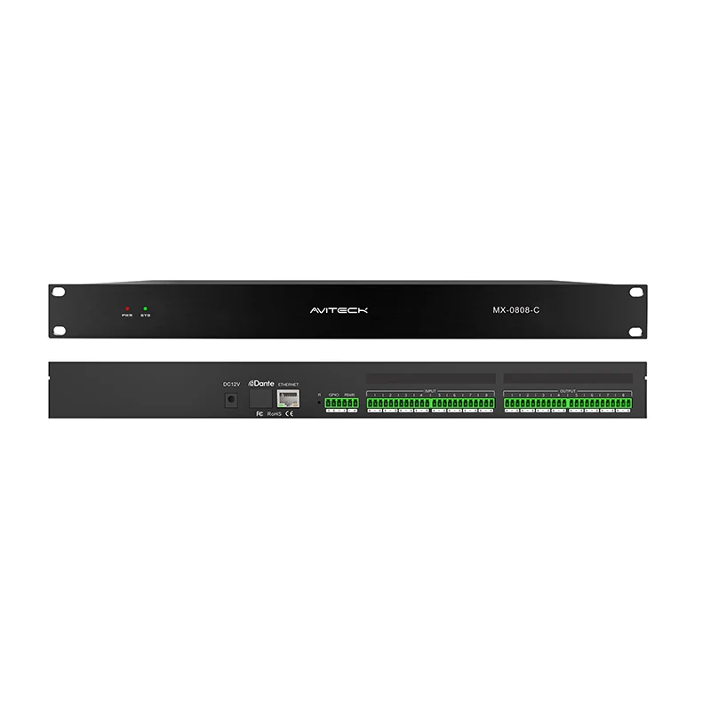 12V Dante 8 In 8 Out網絡音頻處理器